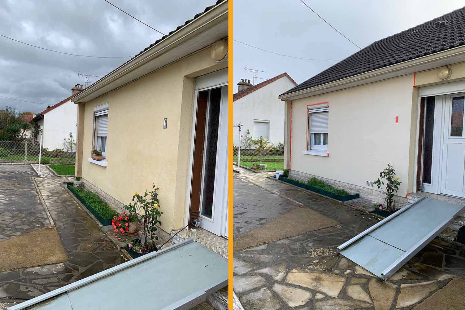 Façade rénové avant après